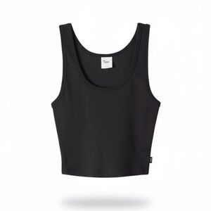 Aritzia TNA Black Ribbed Crop Tank Top